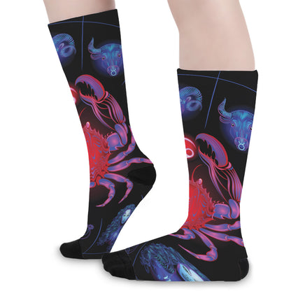 Cancer And Astrological Signs Print Long Socks