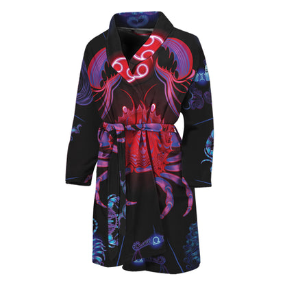 Cancer And Astrological Signs Print Men's Bathrobe