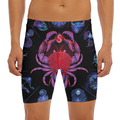 Cancer And Astrological Signs Print Men's Long Boxer Briefs