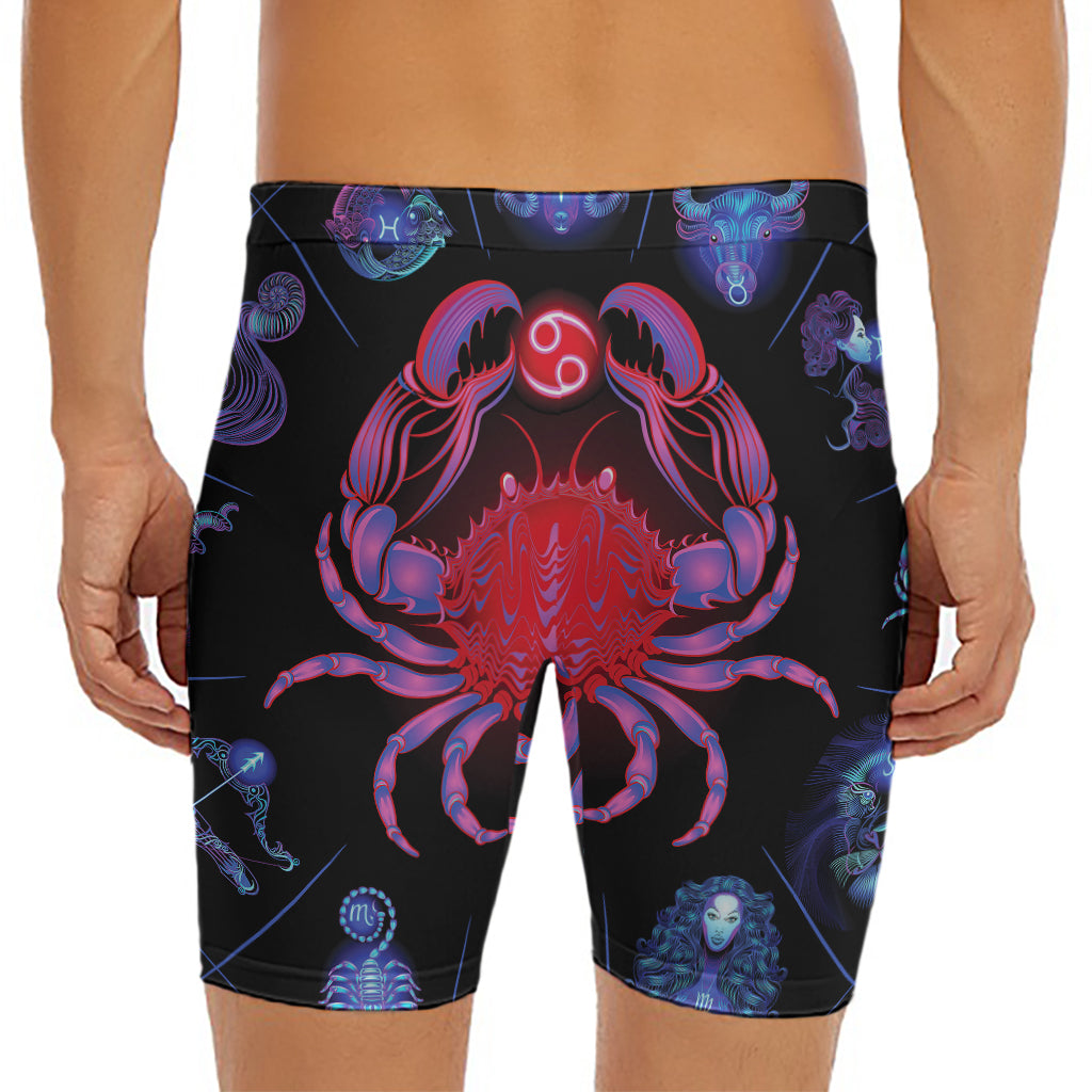 Cancer And Astrological Signs Print Men's Long Boxer Briefs
