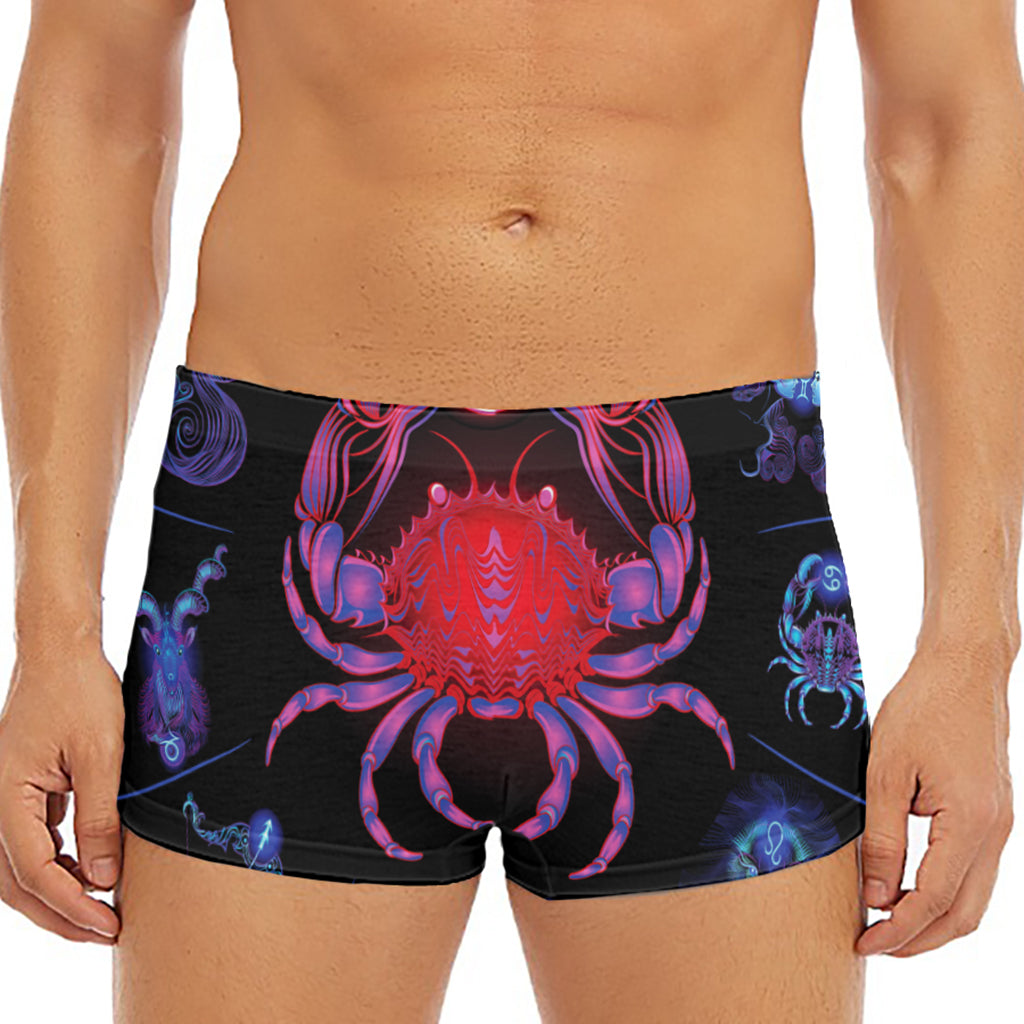 Cancer And Astrological Signs Print Men's Short Boxer Briefs