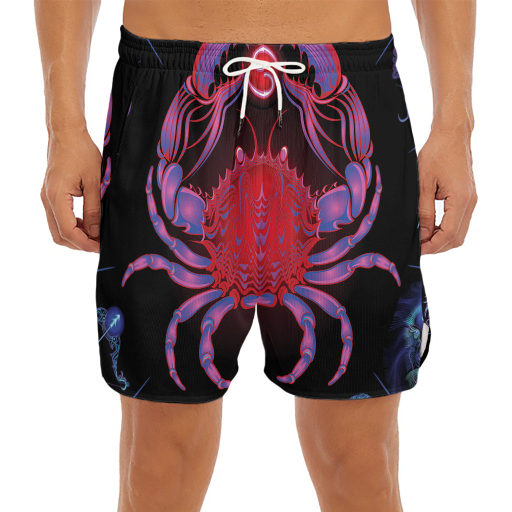 Cancer And Astrological Signs Print Men's Split Running Shorts