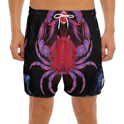Cancer And Astrological Signs Print Men's Split Running Shorts