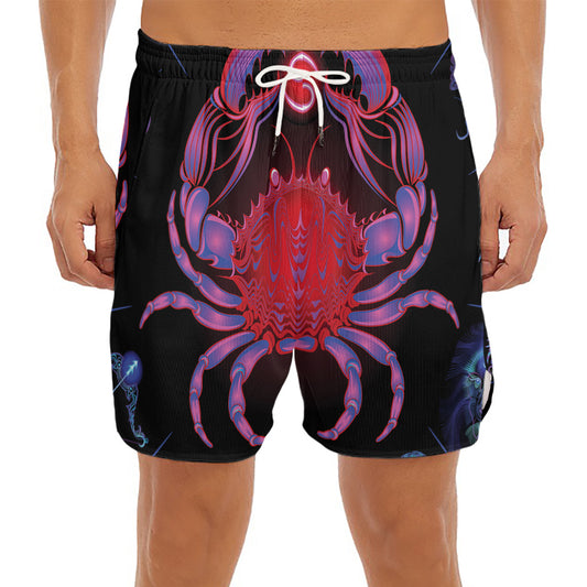 Cancer And Astrological Signs Print Men's Split Running Shorts