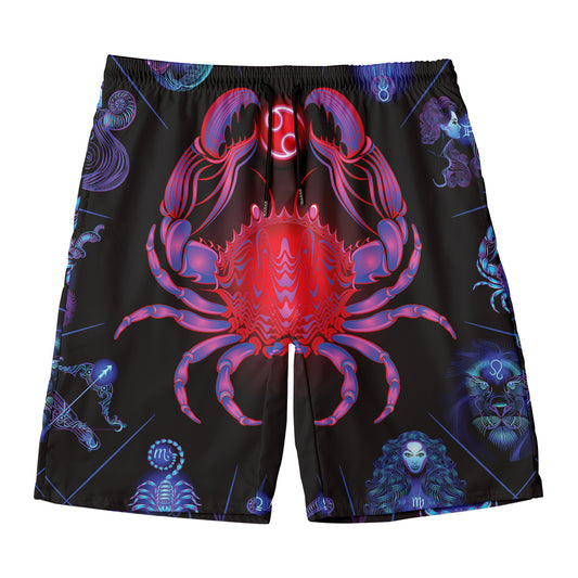 Cancer And Astrological Signs Print Men's Swim Trunks