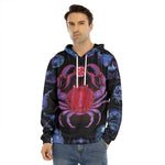 Cancer And Astrological Signs Print Men's Velvet Pullover Hoodie
