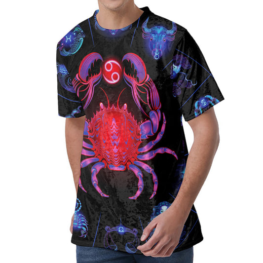 Cancer And Astrological Signs Print Men's Velvet T-Shirt