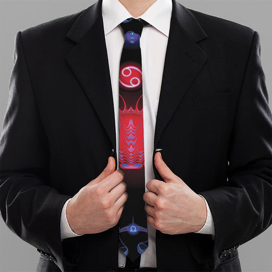 Cancer And Astrological Signs Print Necktie