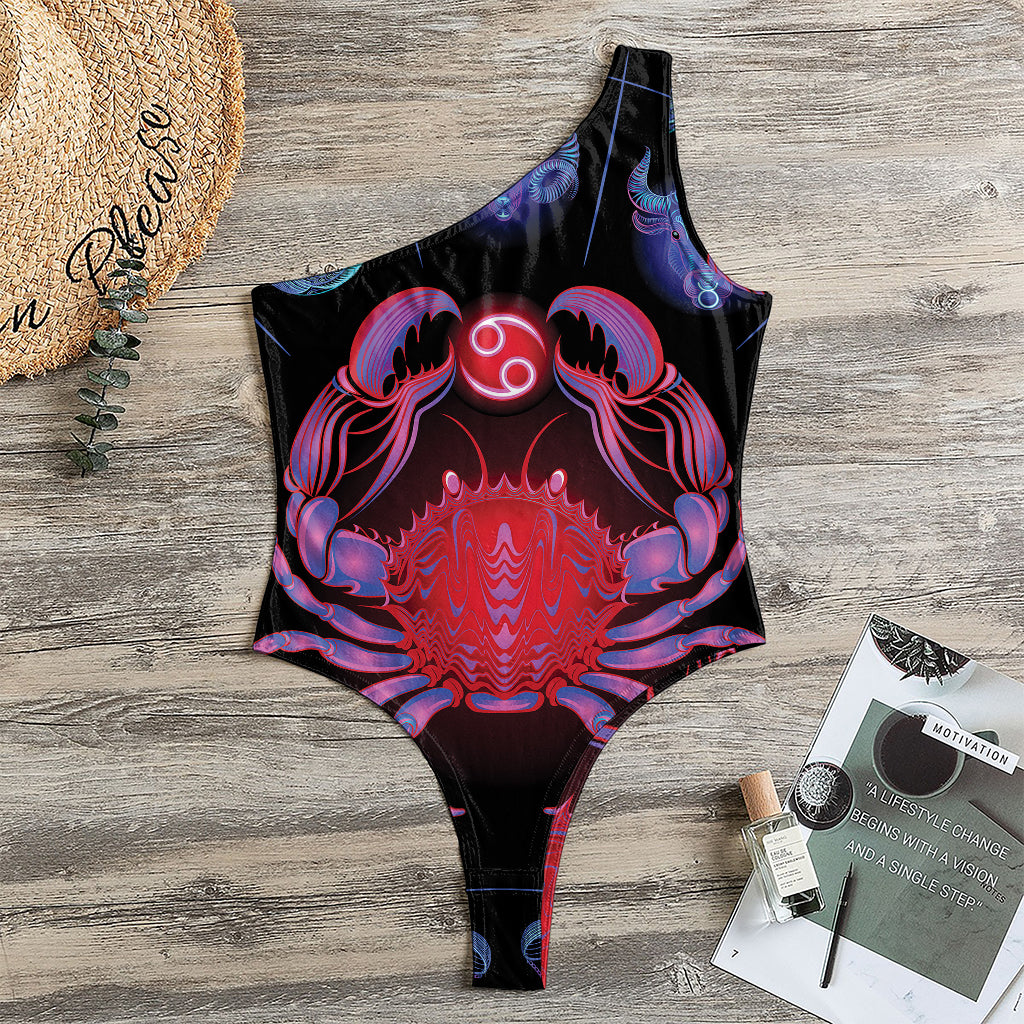 Cancer And Astrological Signs Print One Shoulder Bodysuit