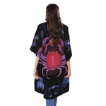 Cancer And Astrological Signs Print Open Front Beach Cover Up