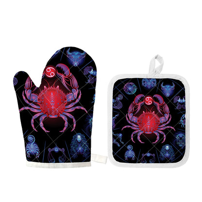 Cancer And Astrological Signs Print Oven Mitt And Pot Holder Set
