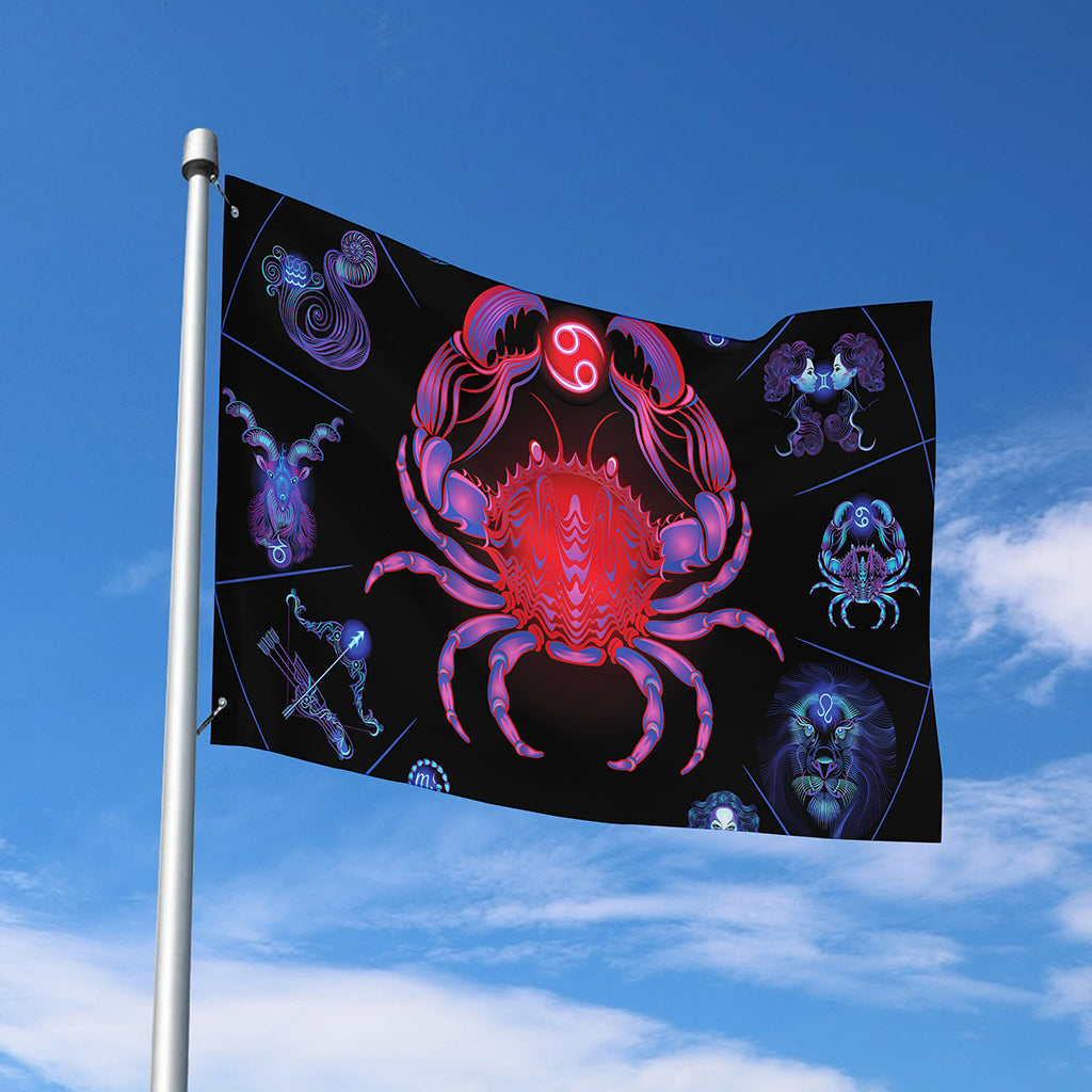 Cancer And Astrological Signs Print Polyester Flag