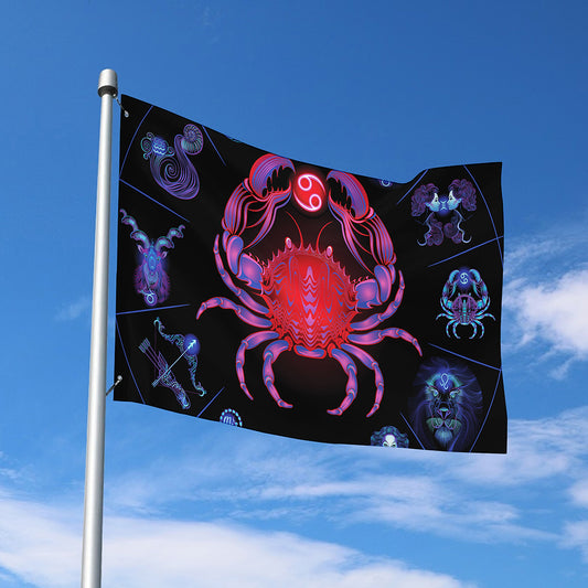 Cancer And Astrological Signs Print Polyester Flag