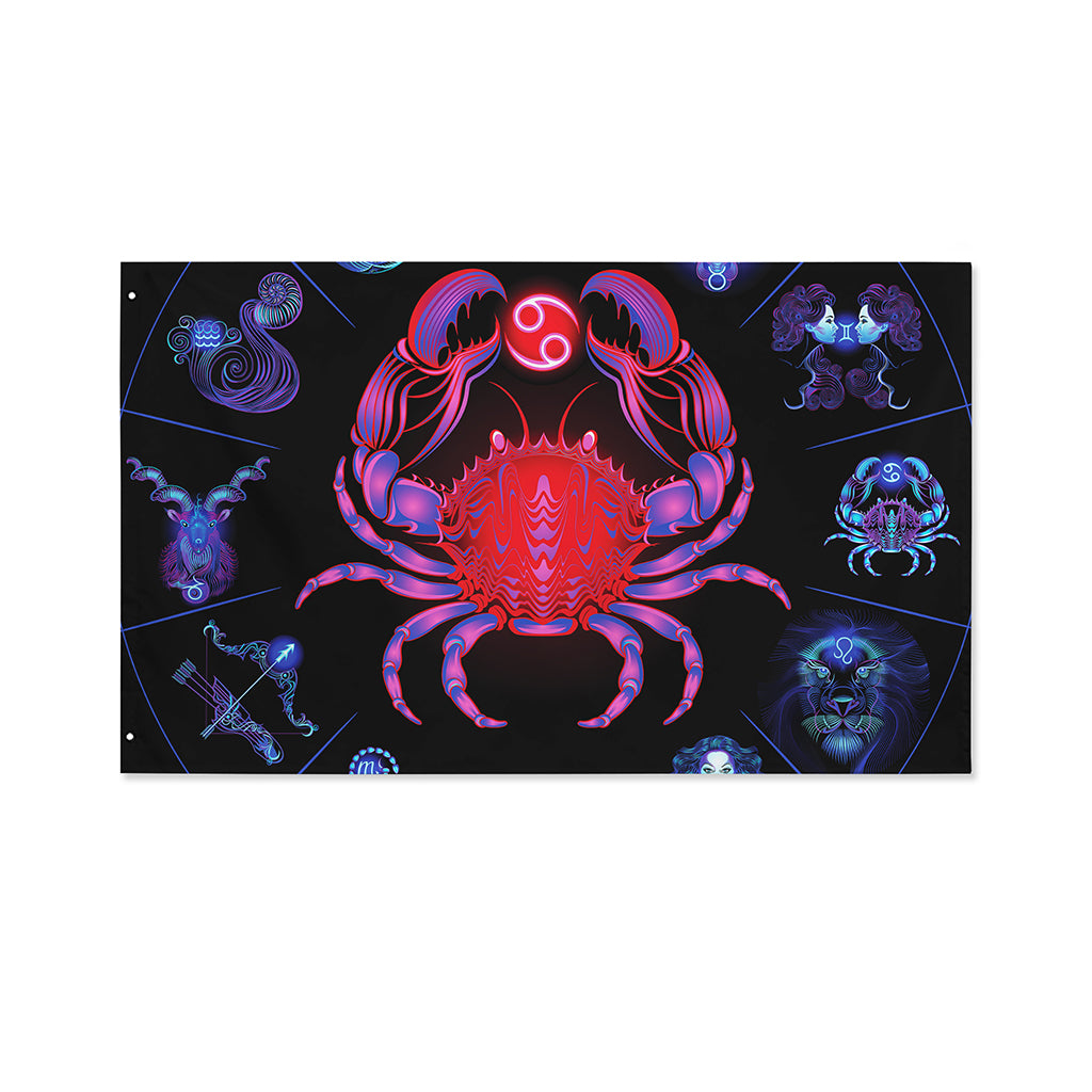 Cancer And Astrological Signs Print Polyester Flag
