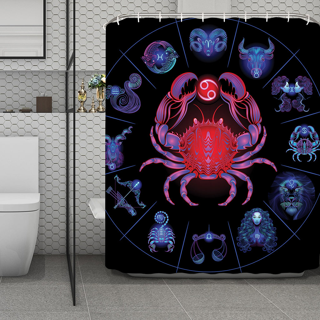 Cancer And Astrological Signs Print Polyester Shower Curtain