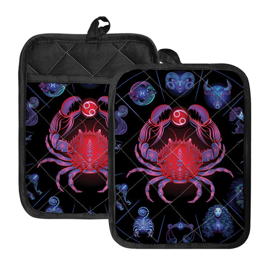Cancer And Astrological Signs Print Pot Holders With Pocket