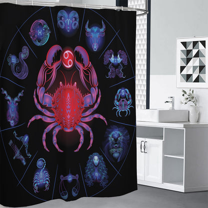 Cancer And Astrological Signs Print Premium Shower Curtain