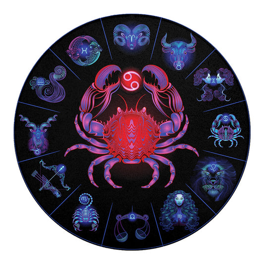 Cancer And Astrological Signs Print Round Blanket