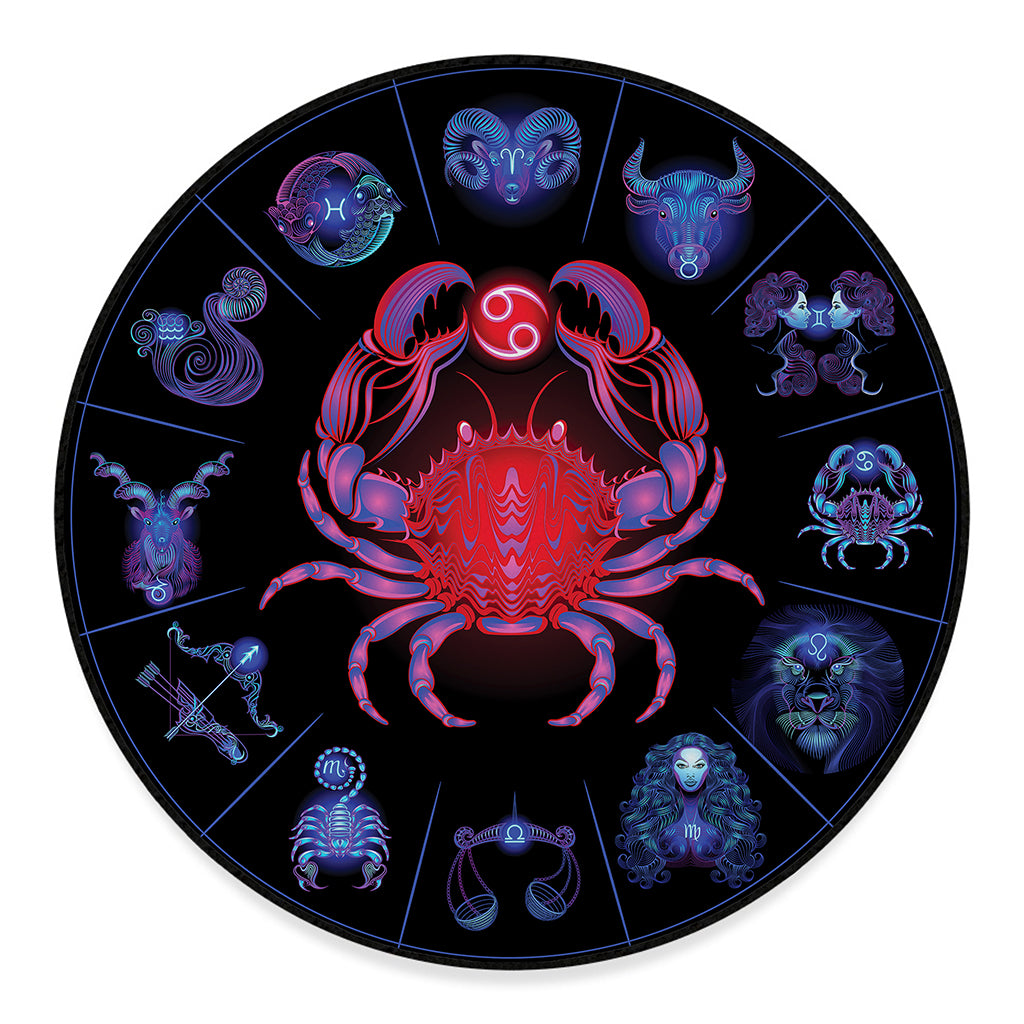 Cancer And Astrological Signs Print Round Floor Mat