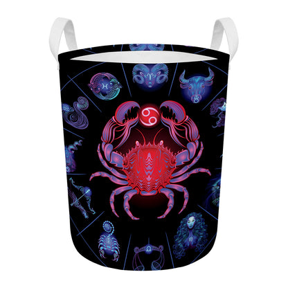 Cancer And Astrological Signs Print Round Laundry Basket