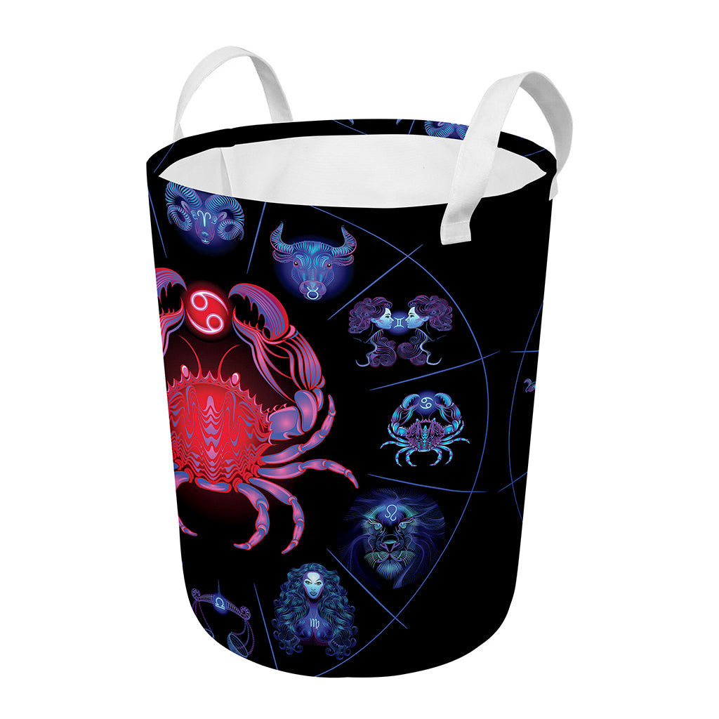 Cancer And Astrological Signs Print Round Laundry Basket