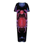 Cancer And Astrological Signs Print Short Sleeve Long Nightdress