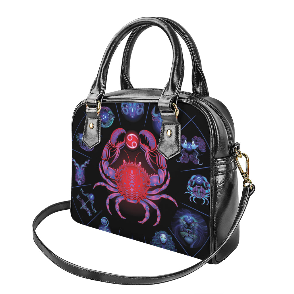 Cancer And Astrological Signs Print Shoulder Handbag