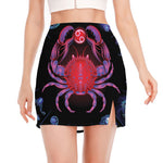 Cancer And Astrological Signs Print Side Slit Mini Skirt