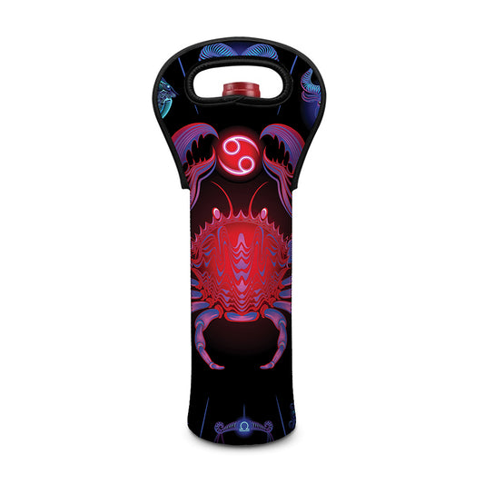 Cancer And Astrological Signs Print Single Neoprene Wine Tote