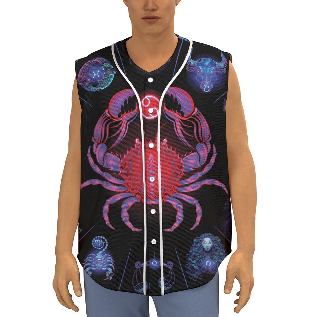 Cancer And Astrological Signs Print Sleeveless Baseball Jersey