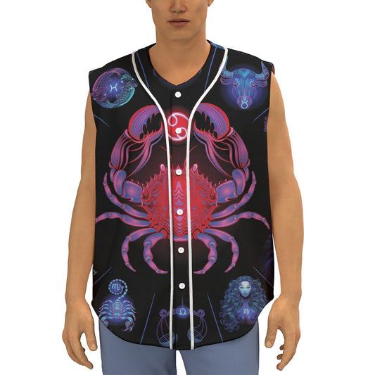 Cancer And Astrological Signs Print Sleeveless Baseball Jersey