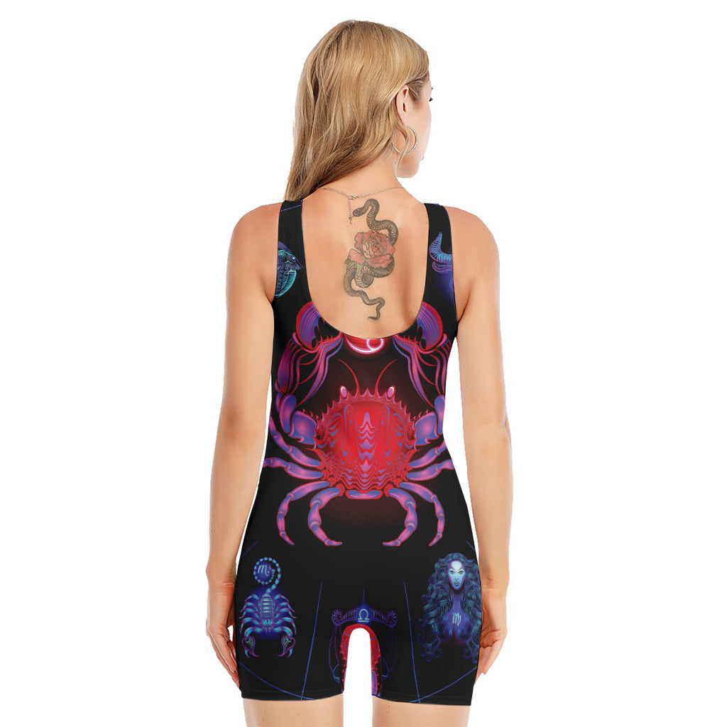 Cancer And Astrological Signs Print Sleeveless One Piece Swimsuit