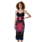 Cancer And Astrological Signs Print Slim Fit Midi Cami Dress