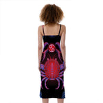 Cancer And Astrological Signs Print Slim Fit Midi Cami Dress