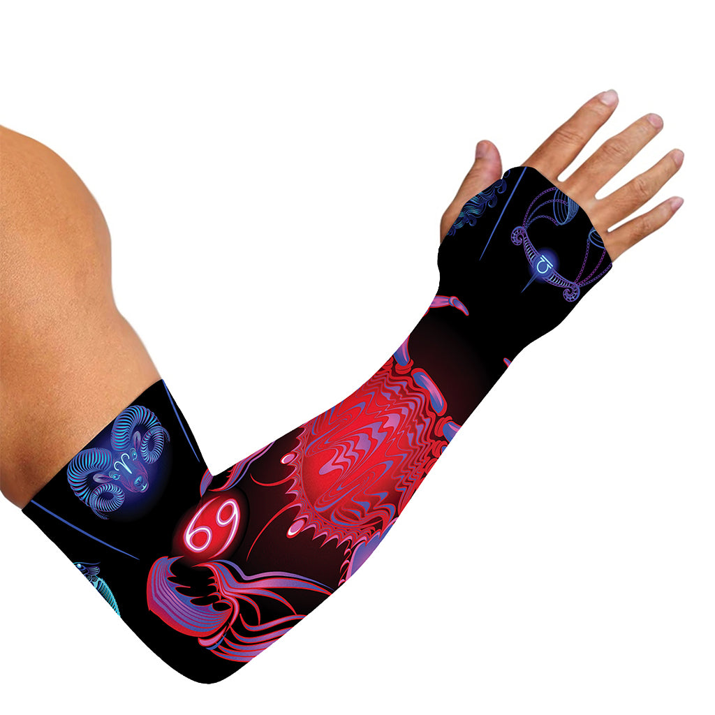 Cancer And Astrological Signs Print Sun Protection Arm Sleeves