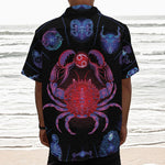Cancer And Astrological Signs Print Textured Short Sleeve Shirt