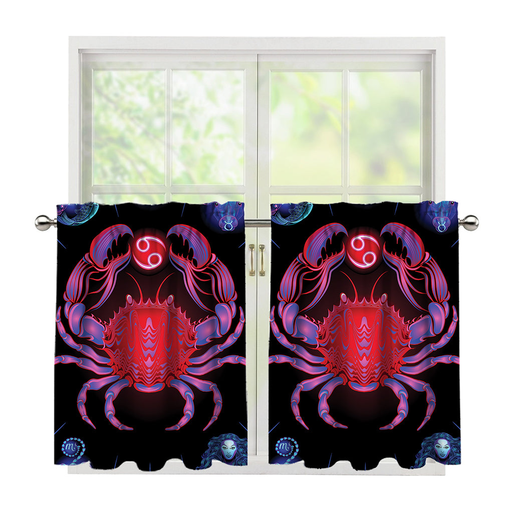 Cancer And Astrological Signs Print Tier Curtains