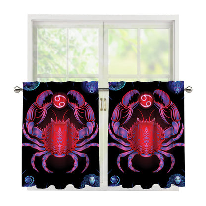 Cancer And Astrological Signs Print Tier Curtains