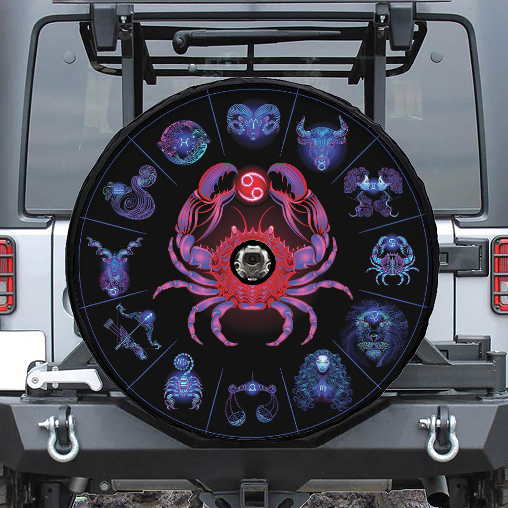 Cancer And Astrological Signs Print Tire Cover With Camera Hole