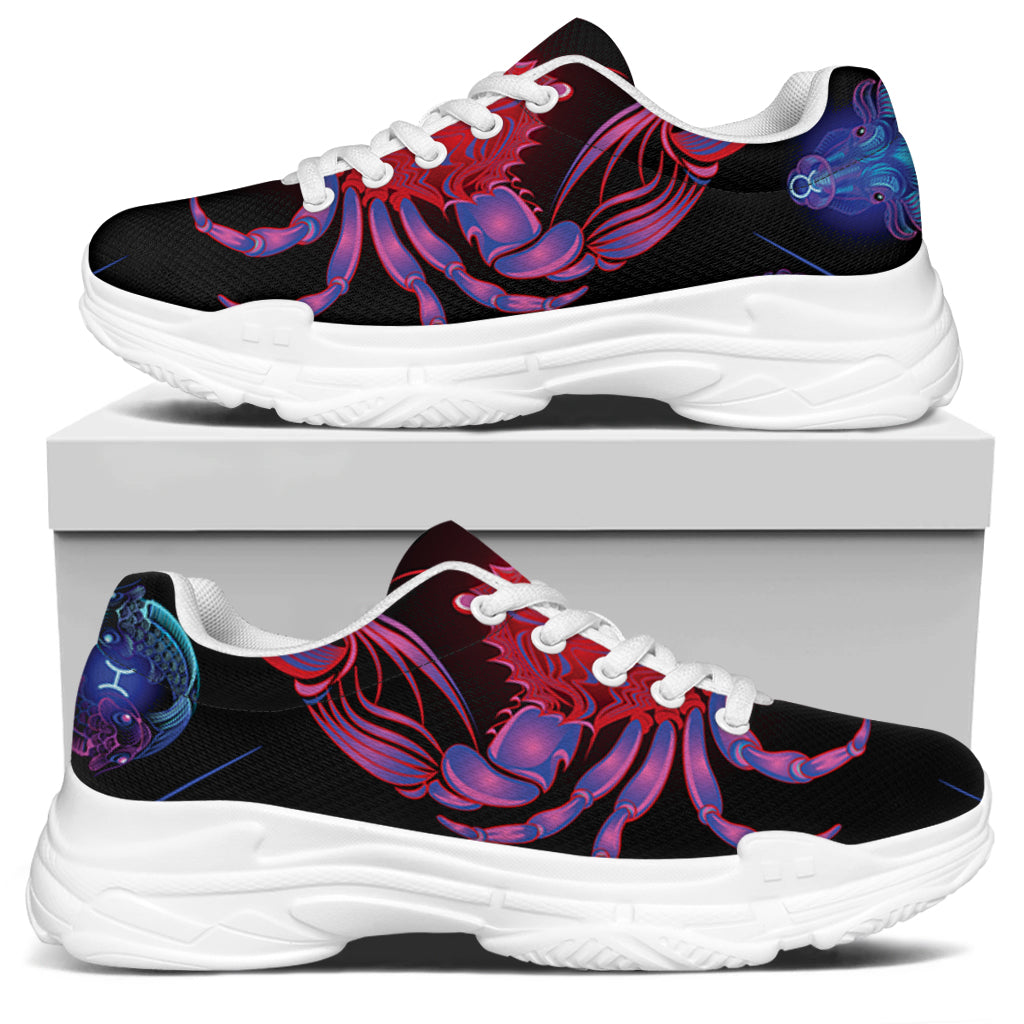 Cancer And Astrological Signs Print White Chunky Shoes