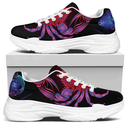 Cancer And Astrological Signs Print White Chunky Shoes