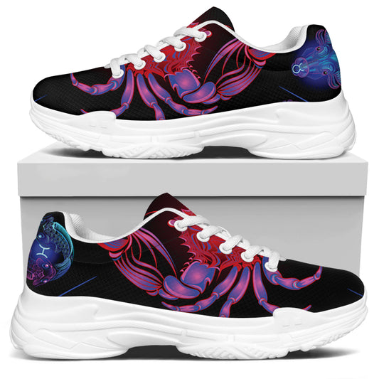 Cancer And Astrological Signs Print White Chunky Shoes