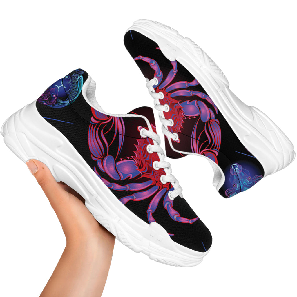 Cancer And Astrological Signs Print White Chunky Shoes