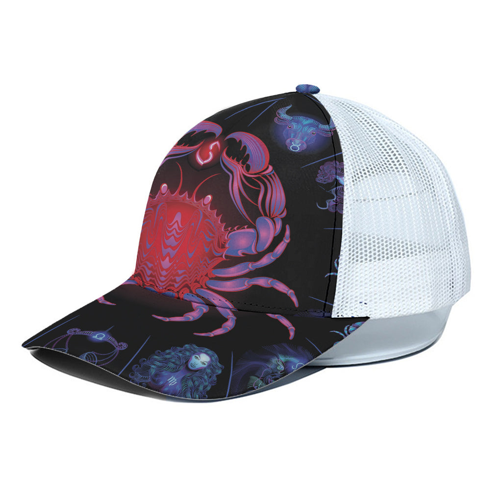 Cancer And Astrological Signs Print White Mesh Trucker Cap