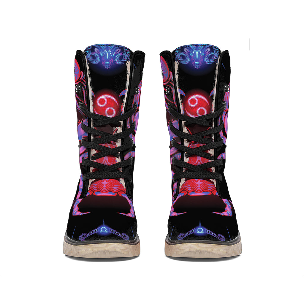 Cancer And Astrological Signs Print Winter Boots