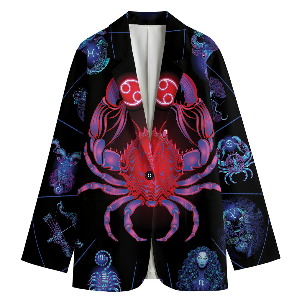 Cancer And Astrological Signs Print Women's Cotton Blazer