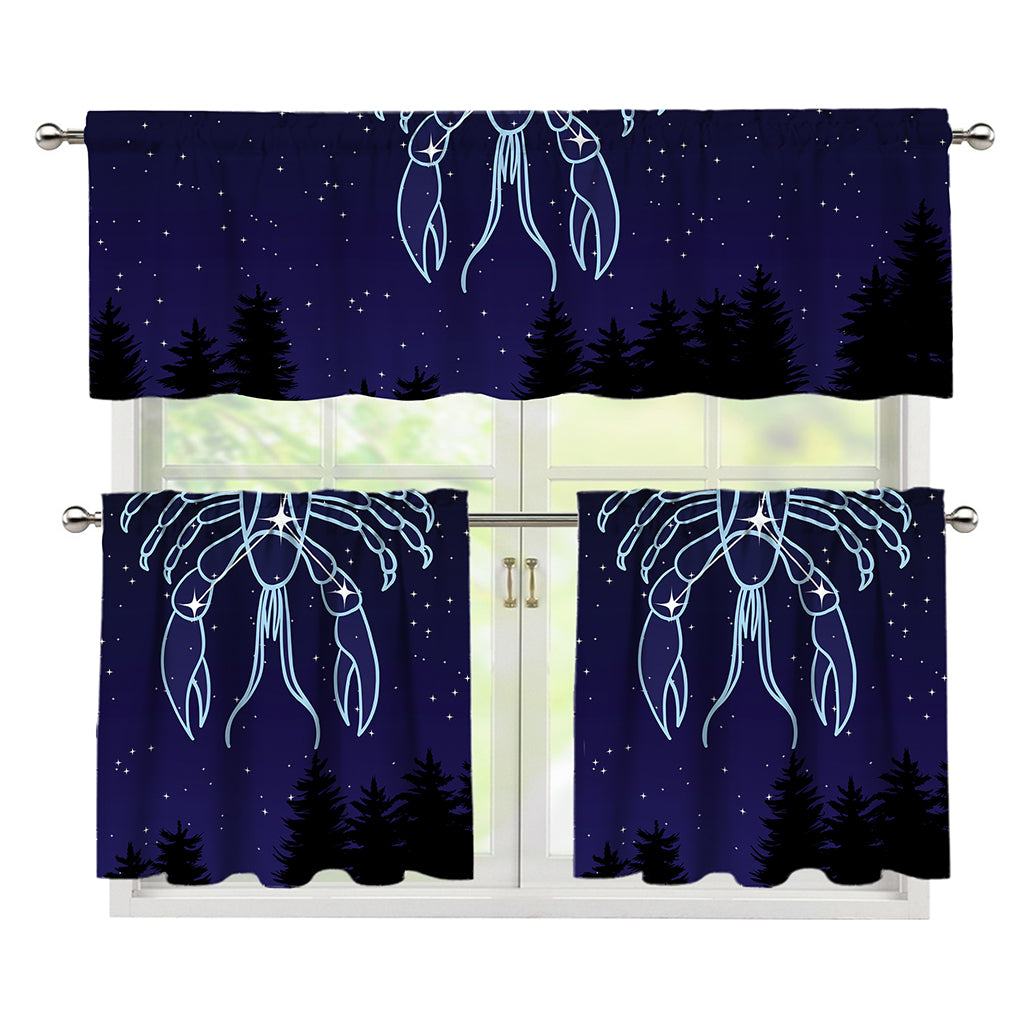 Cancer Constellation Print 3 Piece Kitchen Curtains