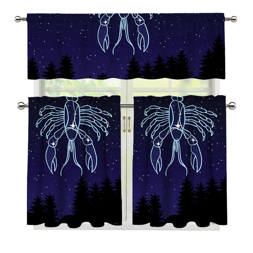 Cancer Constellation Print 3 Piece Kitchen Curtains