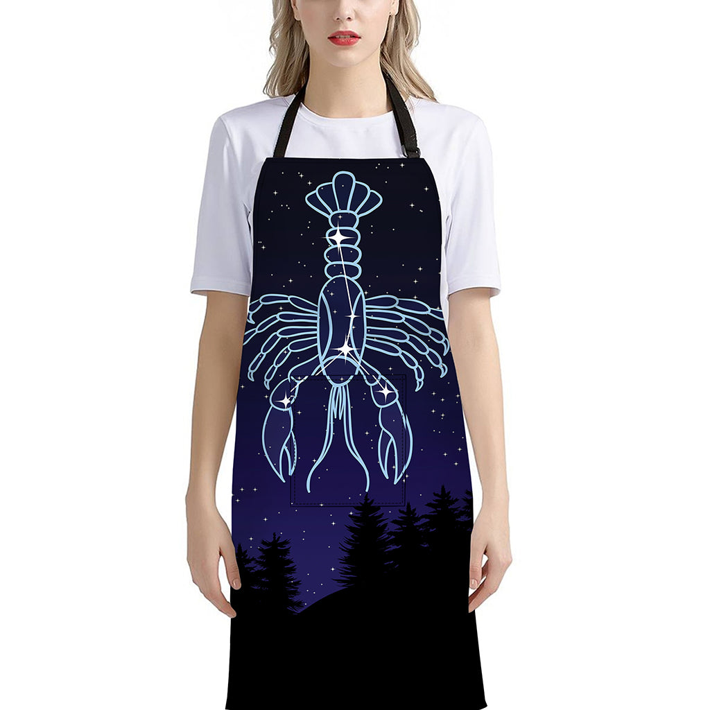Cancer Constellation Print Bib Apron With Pocket
