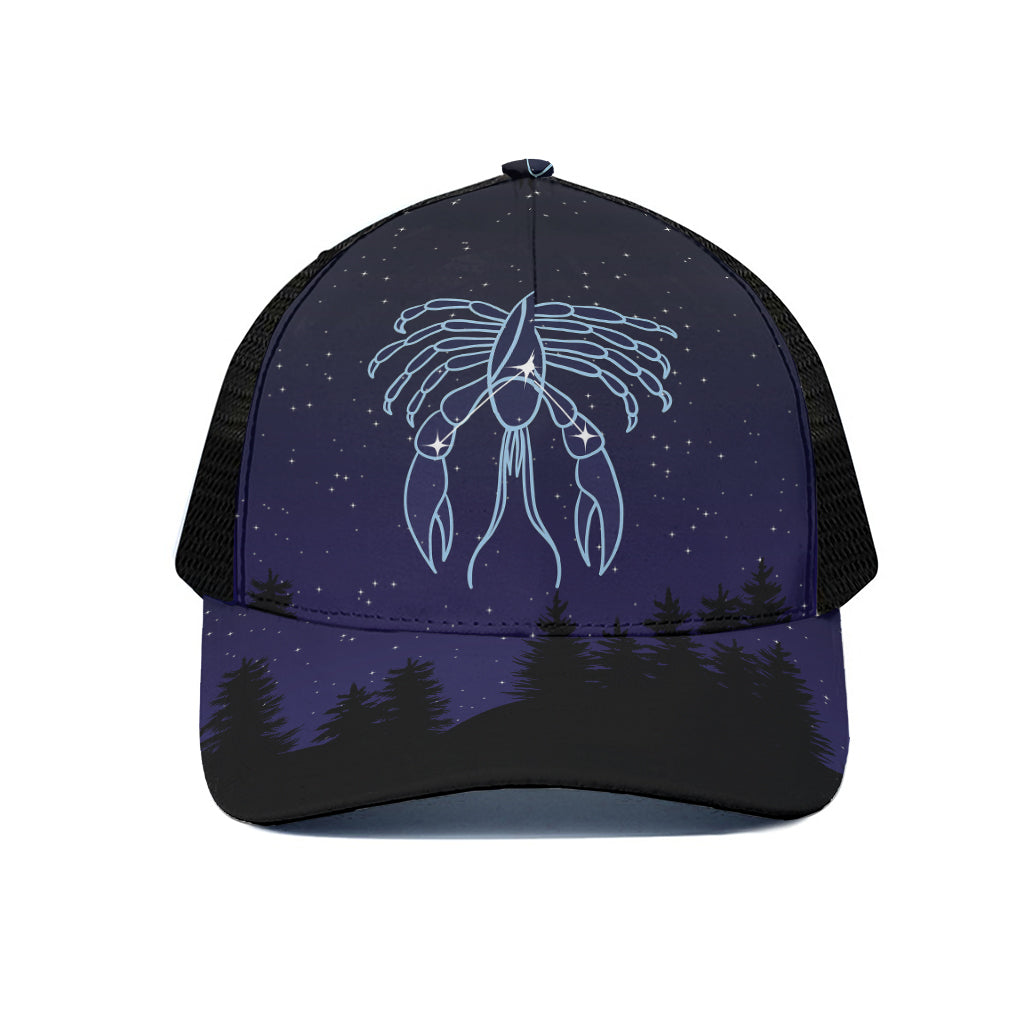 Cancer Constellation Print Black Mesh Trucker Cap